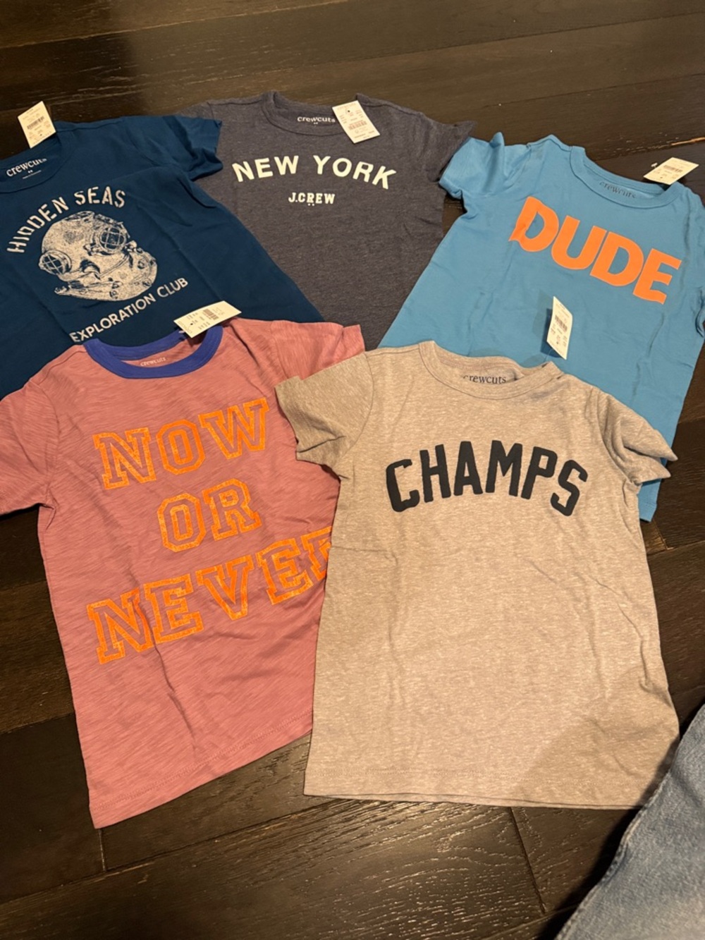 J. Crew Kids' Gray CHAMPS Graphic Tee with Assorted Tees Lot Xs